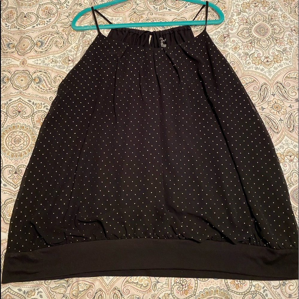 Lane Bryant Black/Gold Dot Tank